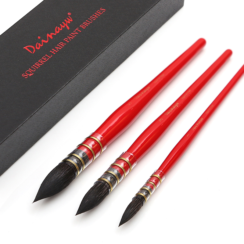 Gouache Paint Set - Dainayw 3 pinceaux ronds en poils